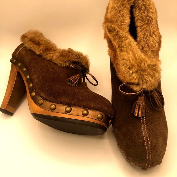 Colin Stuart Shoes - Colin Stuart Faux Fur Trim Booties Size 7.5